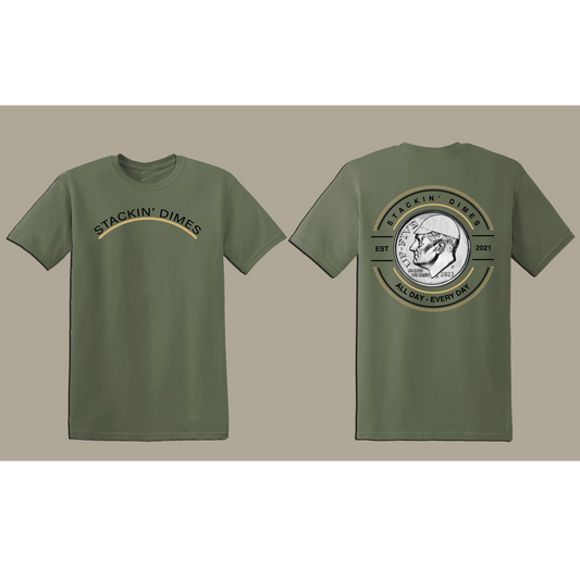 MILITARY GREEN STACKIN' DIMES T-SHIRT